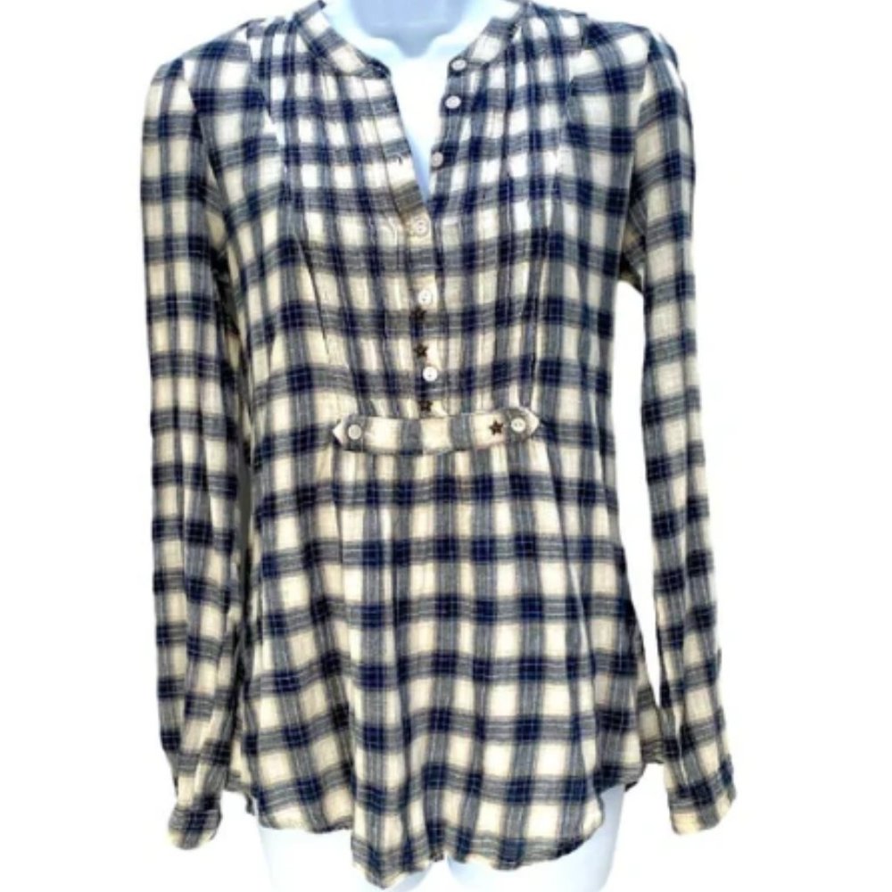 Sharagano Medium Stunning Blue Gray Green Blouse Top